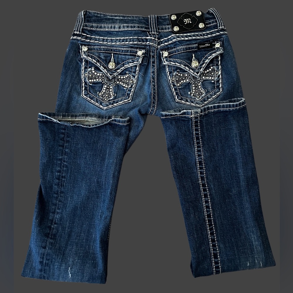 Blue Embellished Cross Miss Me Jeans